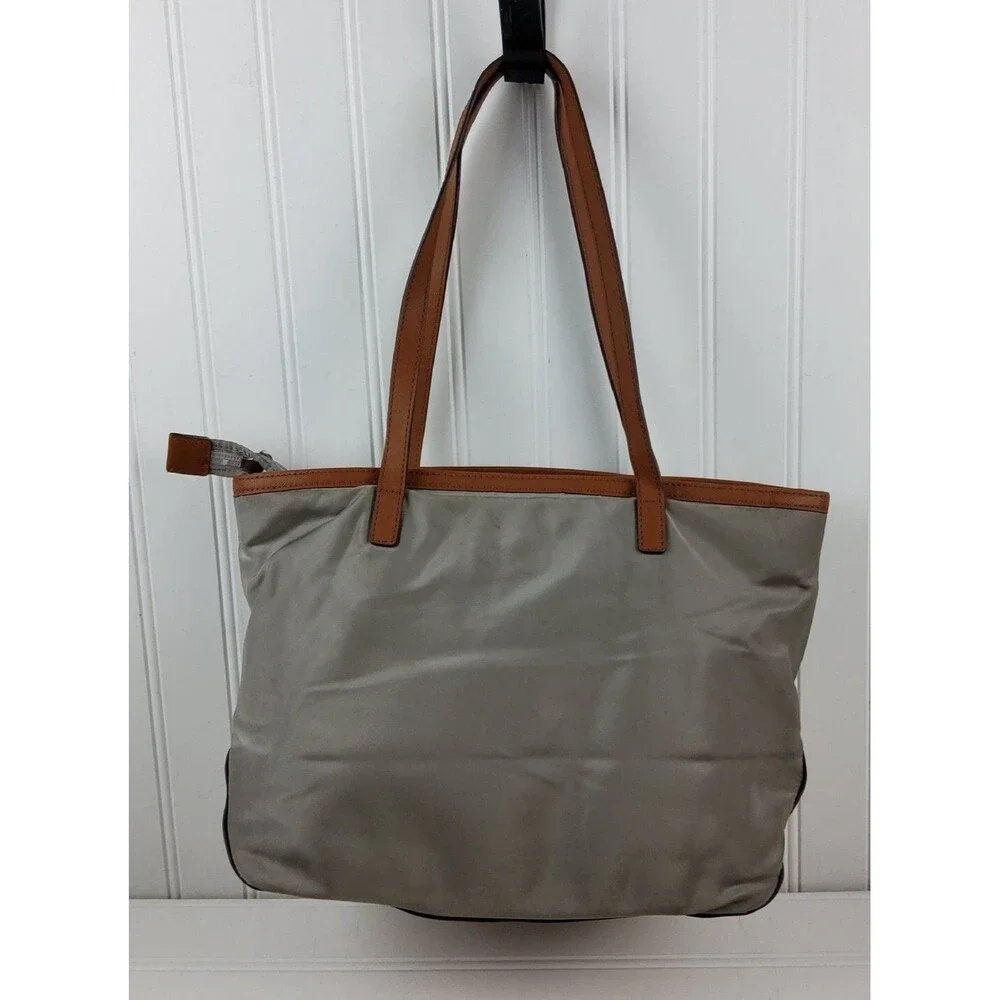 Michael Kors MK Nylon Tote Shoulder Handbag Purse Grey